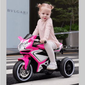 Electric Kids Motorcycle For 3 To 4 Year Old Boys And Girls With Foot Pedal Starter (Color: Pink)